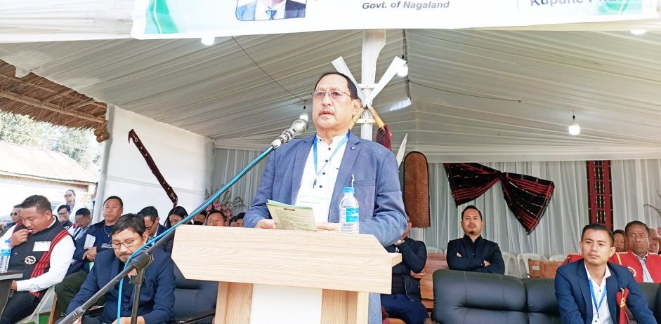 Advisor Zhaleo Rio, IAS (Retd) addressing student community of 22nd Sakipheto Area Students' Union conference at Kupuhe Village on January 10.